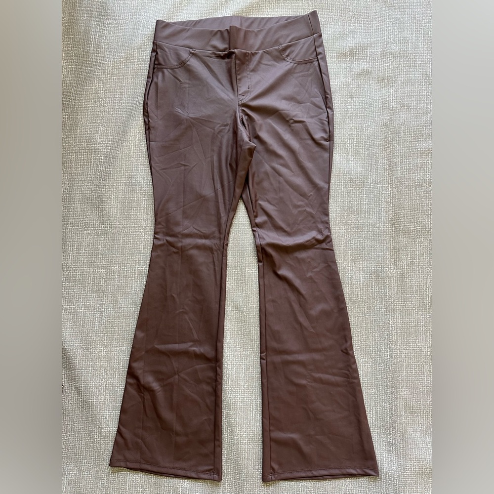 Torrid Faux Leather Like Pants size 0 size (12) in Dark Moca Brown Flare